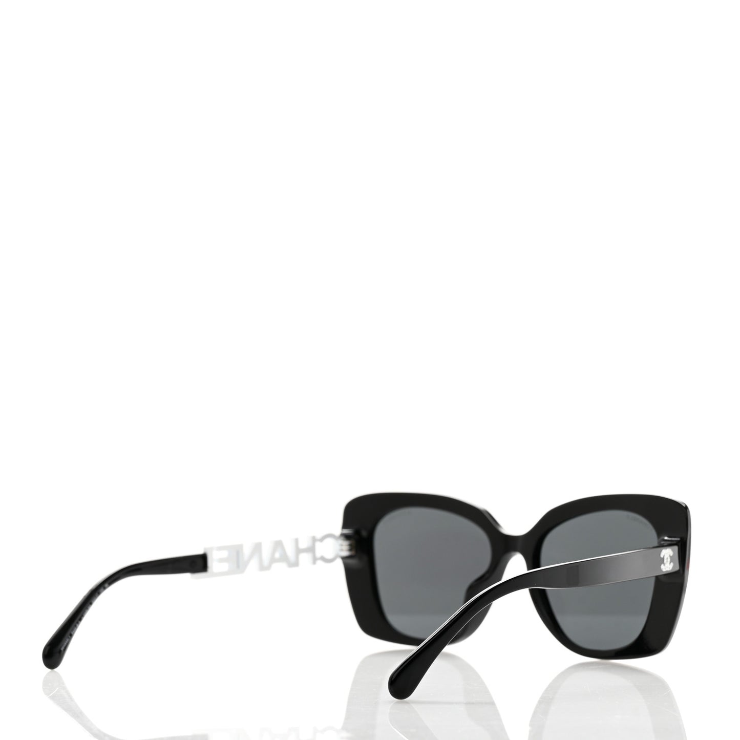 Acetate Strass Polarized Square Sunglasses 5422-B-A Black White
