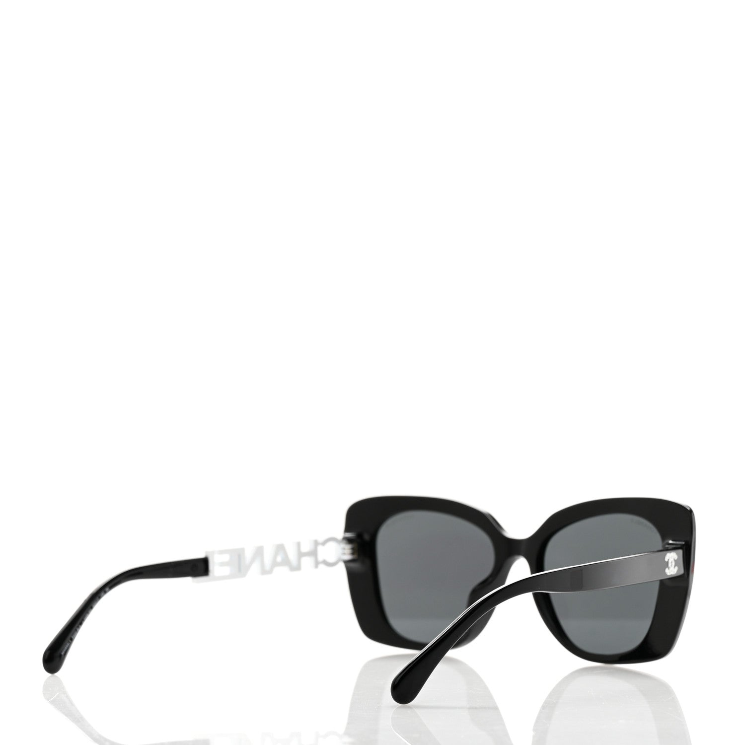 Chanel Acetate Strass Polarized Square Sunglasses 5422-B-A Black White 4 of 8