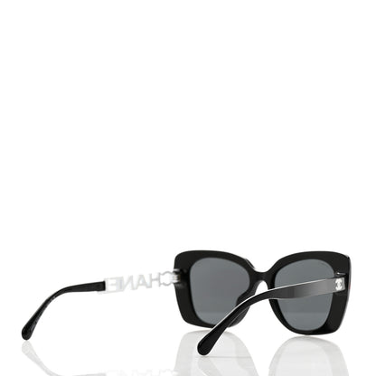 Chanel Acetate Strass Polarized Square Sunglasses 5422-B-A Black White 4 of 8