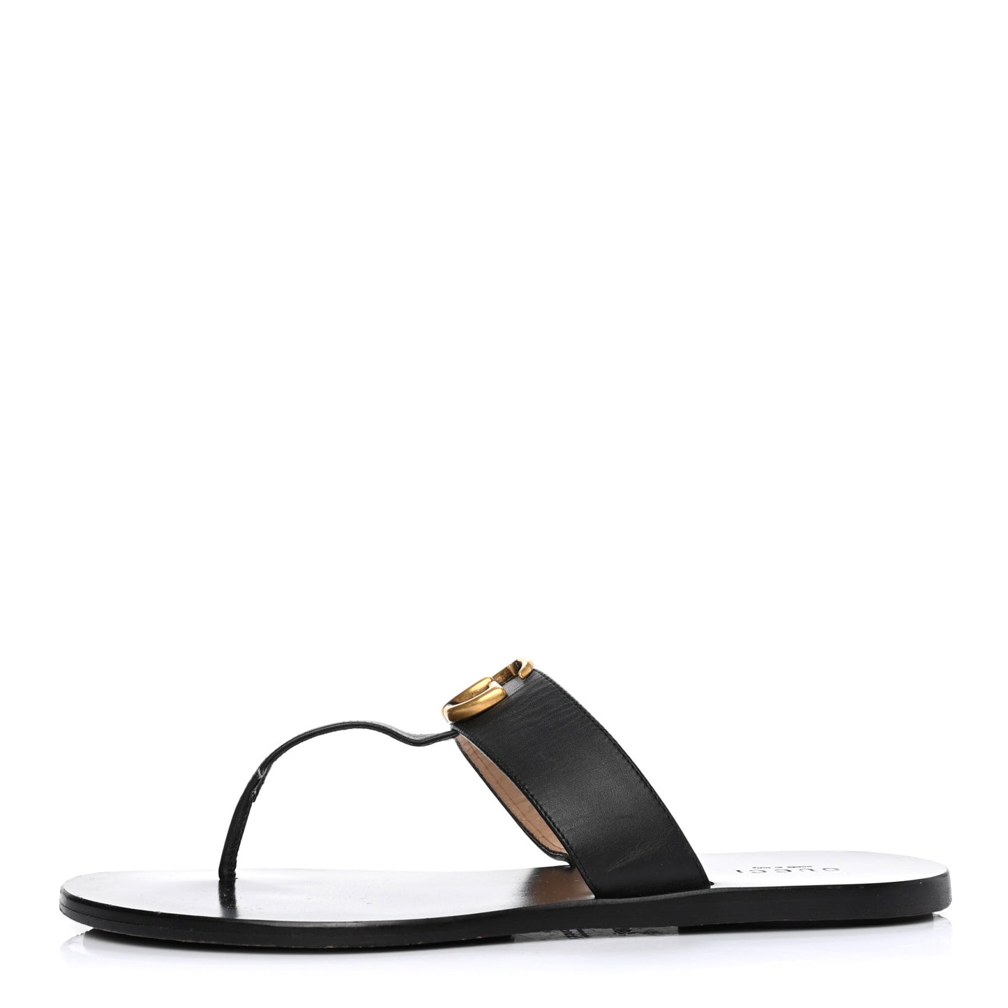 Calfskin GG Marmont Thong Sandals 38.5 Black