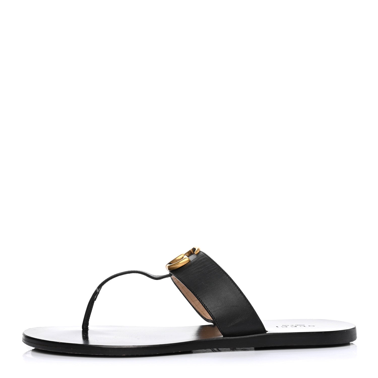 Gucci Calfskin GG Marmont Thong Sandals 38.5 Black 1 of 7