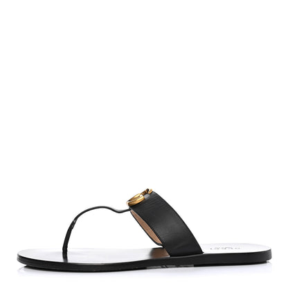 Gucci Calfskin GG Marmont Thong Sandals 38.5 Black 1 of 7