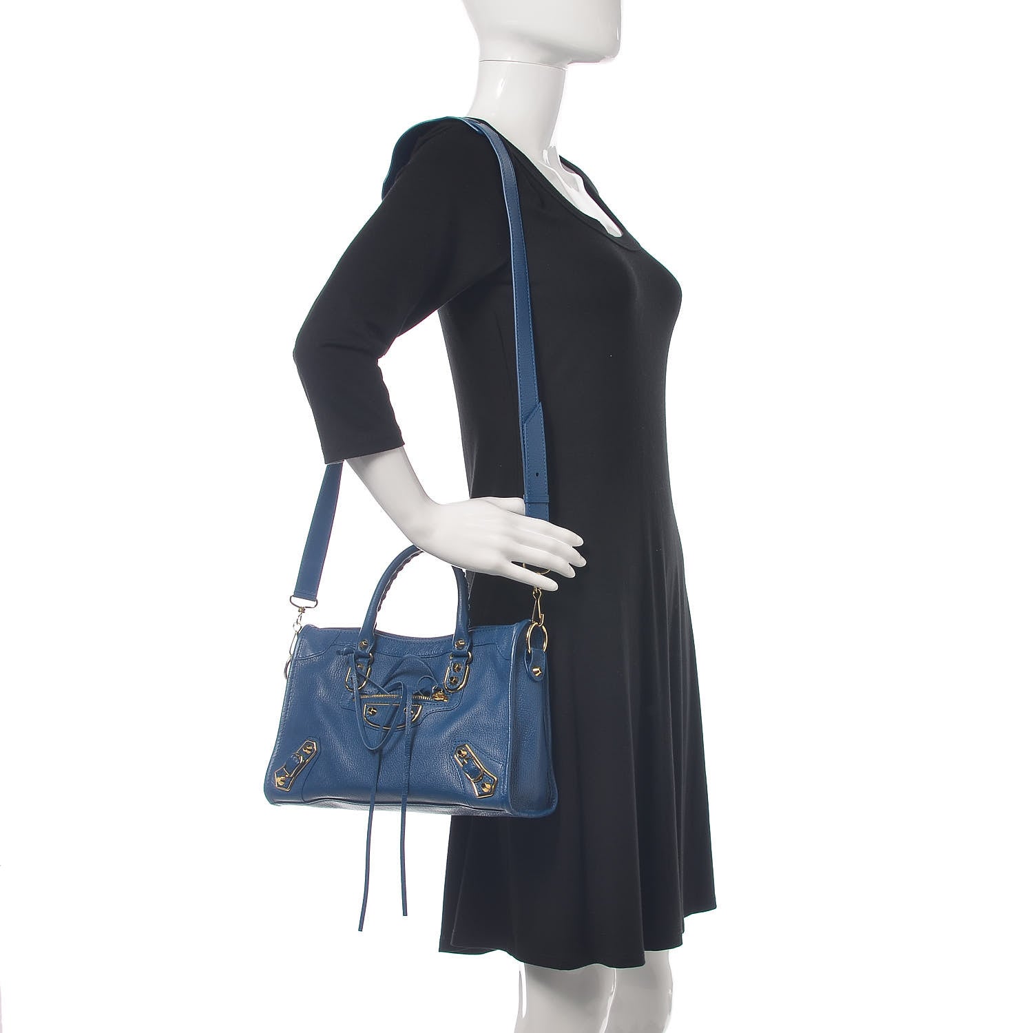 Balenciaga Shiny Goatskin Gold Metallic Edge Hardware S City Bleu Abysse 2 of 9