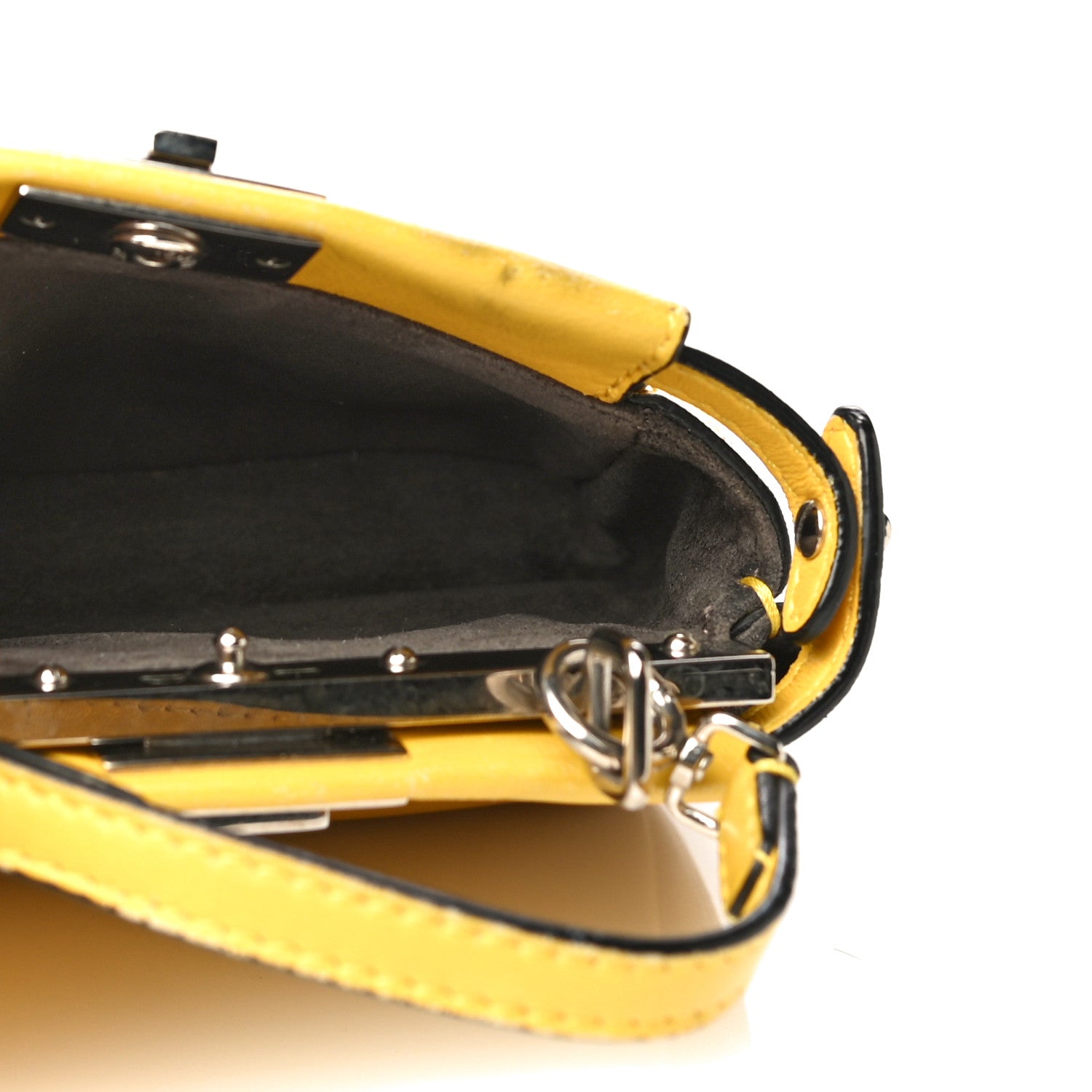 Fendi Shiny Nappa Micro Peekaboo Iconic Satchel Sunflower 4 of 26