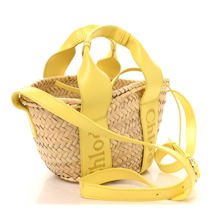 Chloe Raffia Smooth Calfskin Small Sense Basket Daffodil Yellow 3 of 9