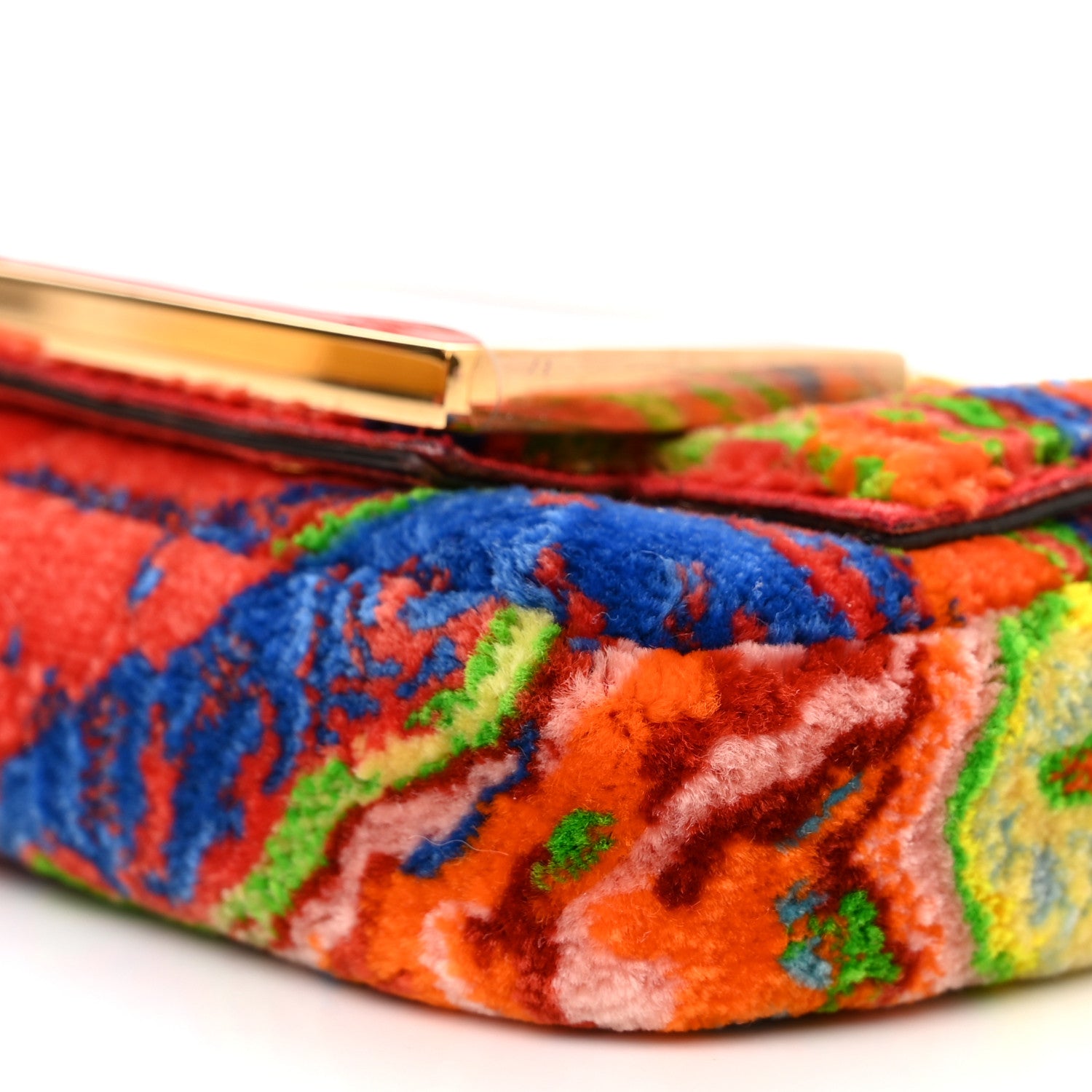 Fendi Velvet Marble Nano Maxi Buckle Baguette Charm Rosso Multicolor 9 of 10