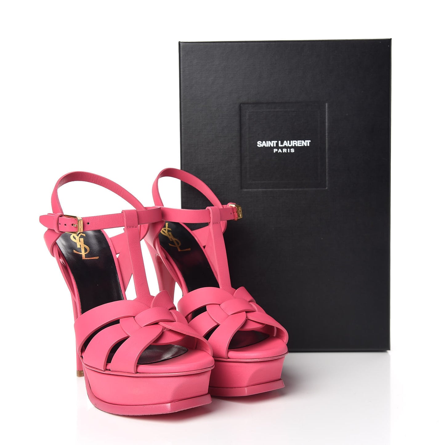 Grained Calfskin Tribute 105 Platform Sandals 38 Rose Clair
