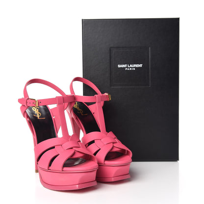 Saint Laurent Grained Calfskin Tribute 105 Platform Sandals 38 Rose Clair 11 of 17
