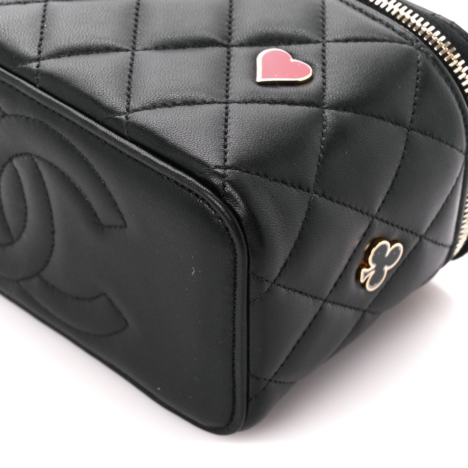 Chanel Caviar Quilted Enamel Coco Casino Small Vanity Case With Chain Black 10 of 12