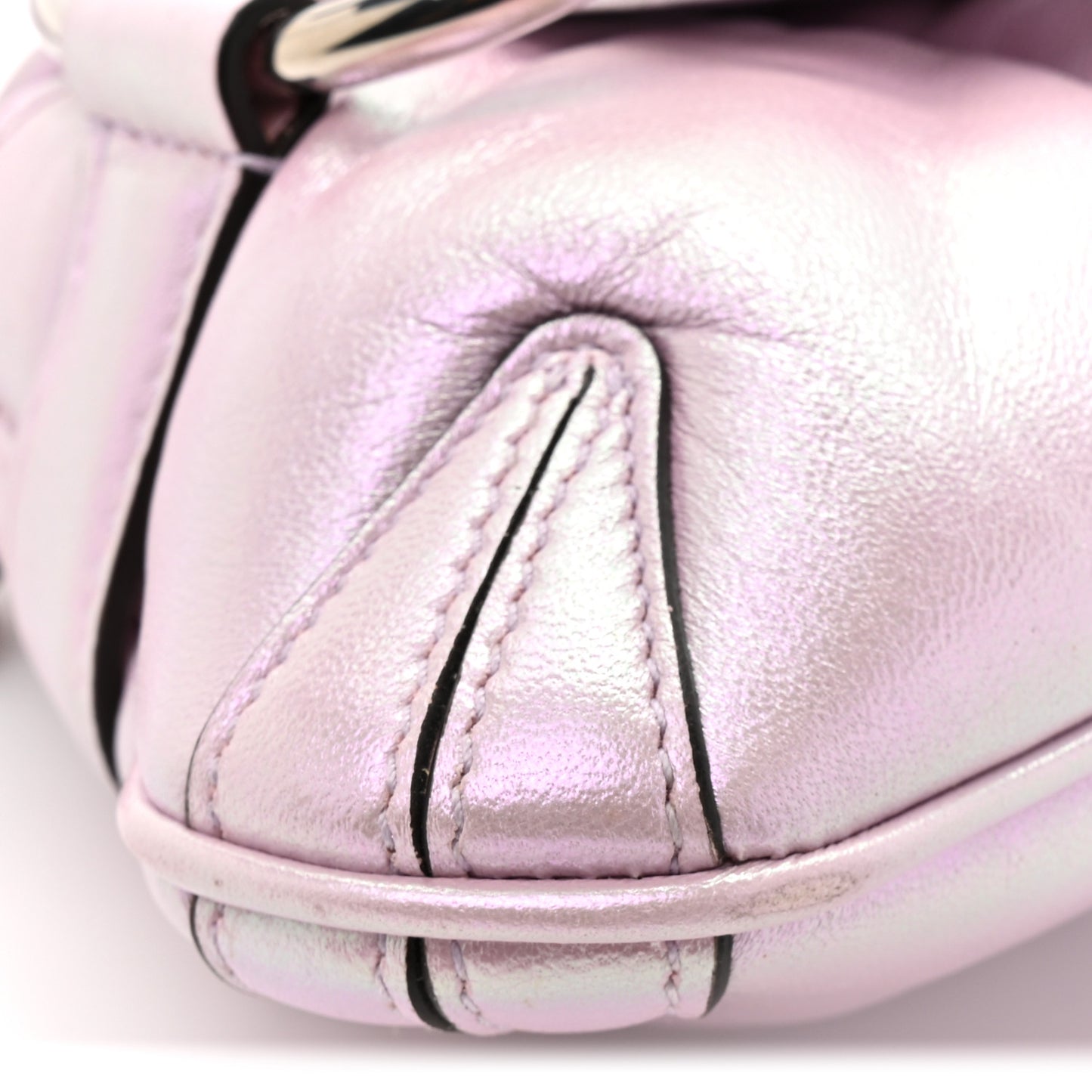 Iridescent Nappa Vertical Matelasse Small Maxi Horsebit Chain Shoulder Bag Escape Pink