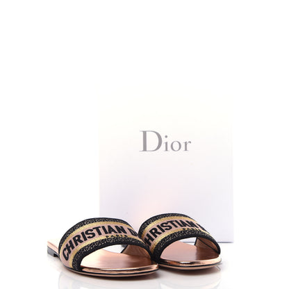 Christian Dior Canvas Metallic Embroidered Dway Mules Slide Sandals 37.5 Multicolor 11 of 11