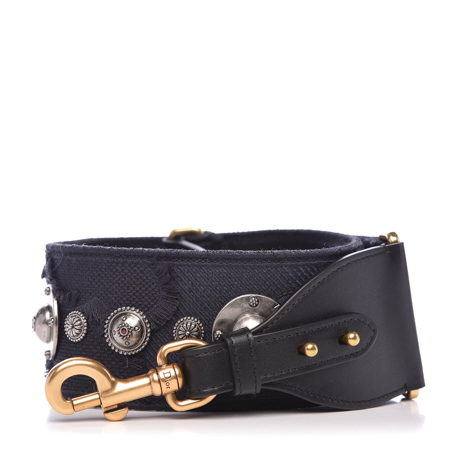 Canvas Embroidered Studded Camouflage Shoulder Strap Blue