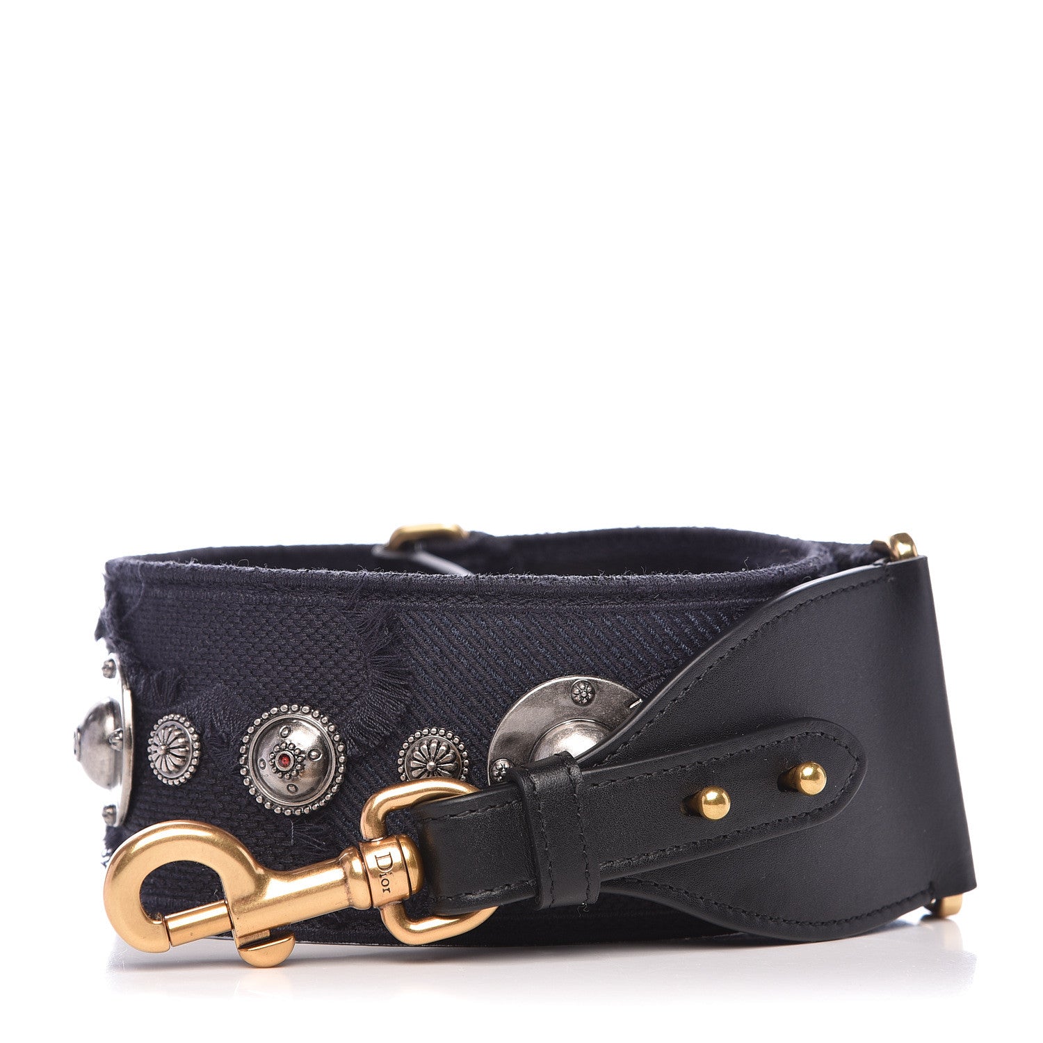 Christian Dior Canvas Embroidered Studded Camouflage Shoulder Strap Blue 1 of 5