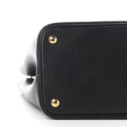 Prada Saffiano Cuir Small Double Bag Black Fuoco 6 of 7