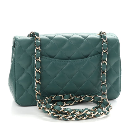 Chanel Lambskin Quilted Mini Rectangular Flap Dark Green 2 of 8
