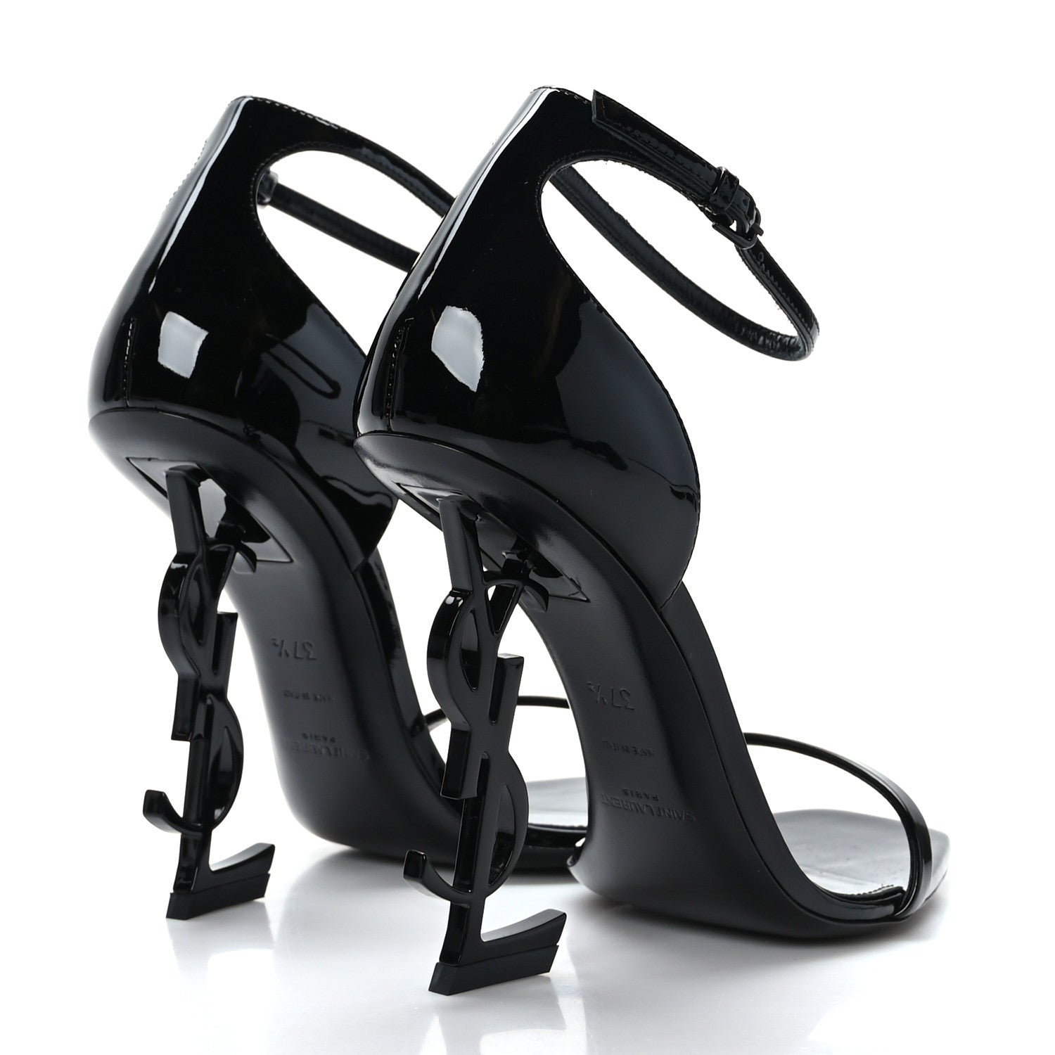 Saint Laurent Patent Calfskin Opyum 110 Sandals 37.5 Black 8 of 13
