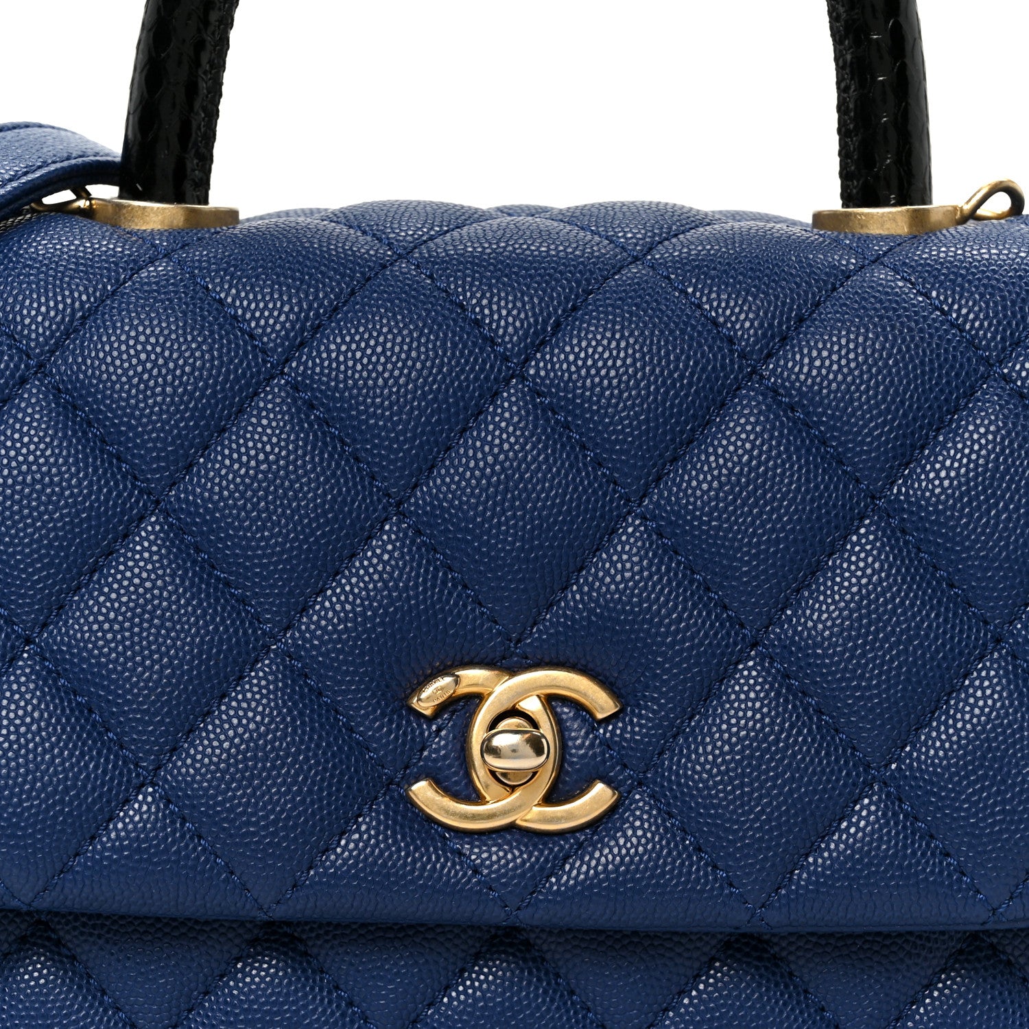 Chanel Caviar Elaphe Quilted Mini Coco Handle Flap Blue 9 of 11