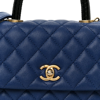 Chanel Caviar Elaphe Quilted Mini Coco Handle Flap Blue 9 of 11