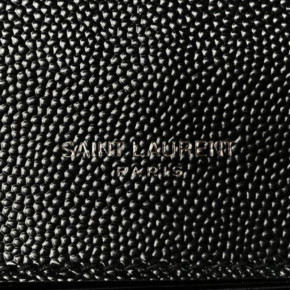 Saint Laurent Grain De Poudre Textured Mixed Matelasse Triquilt Medium Monogram Monochrome Satchel Black 6 of 10