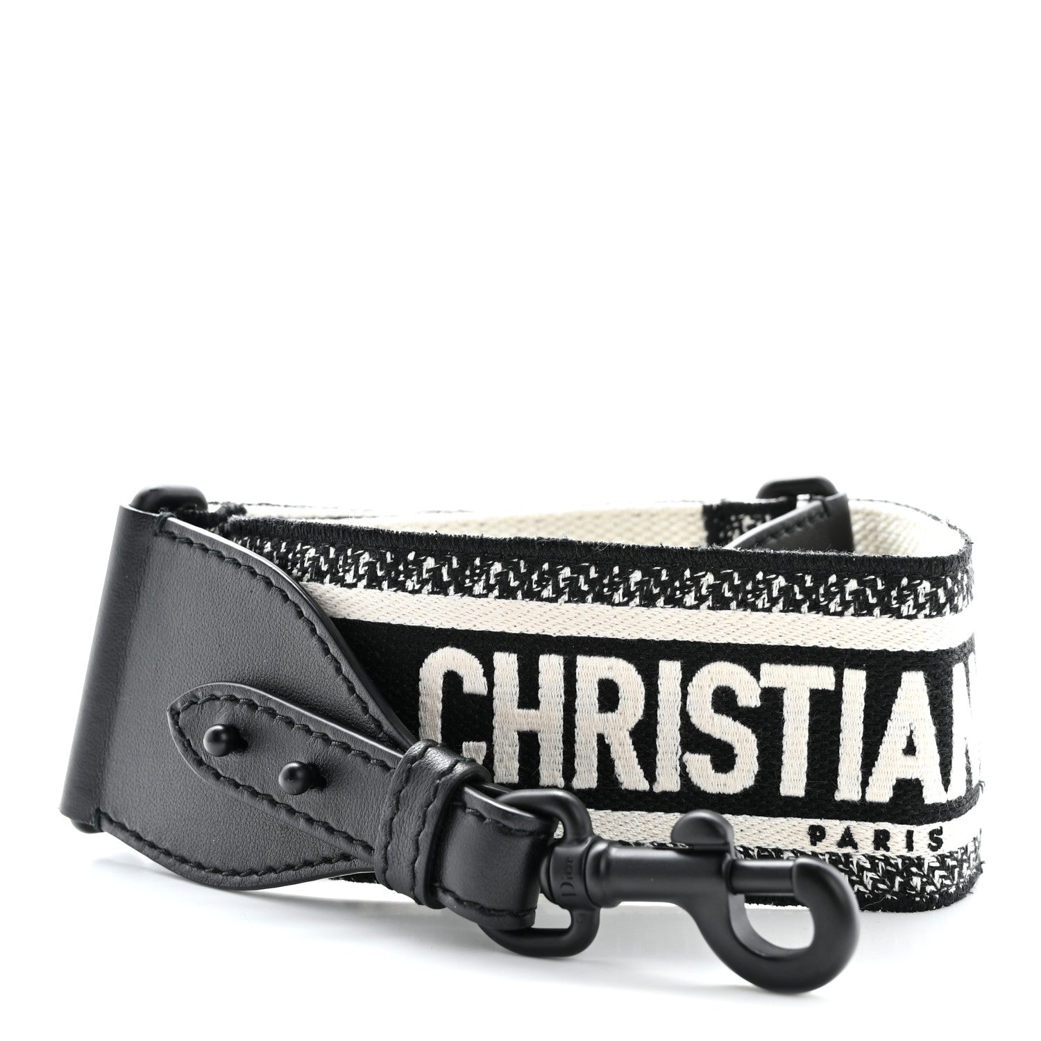 Christian Dior Canvas Embroidered Shoulder Strap Black Ultramatte 1 of 5