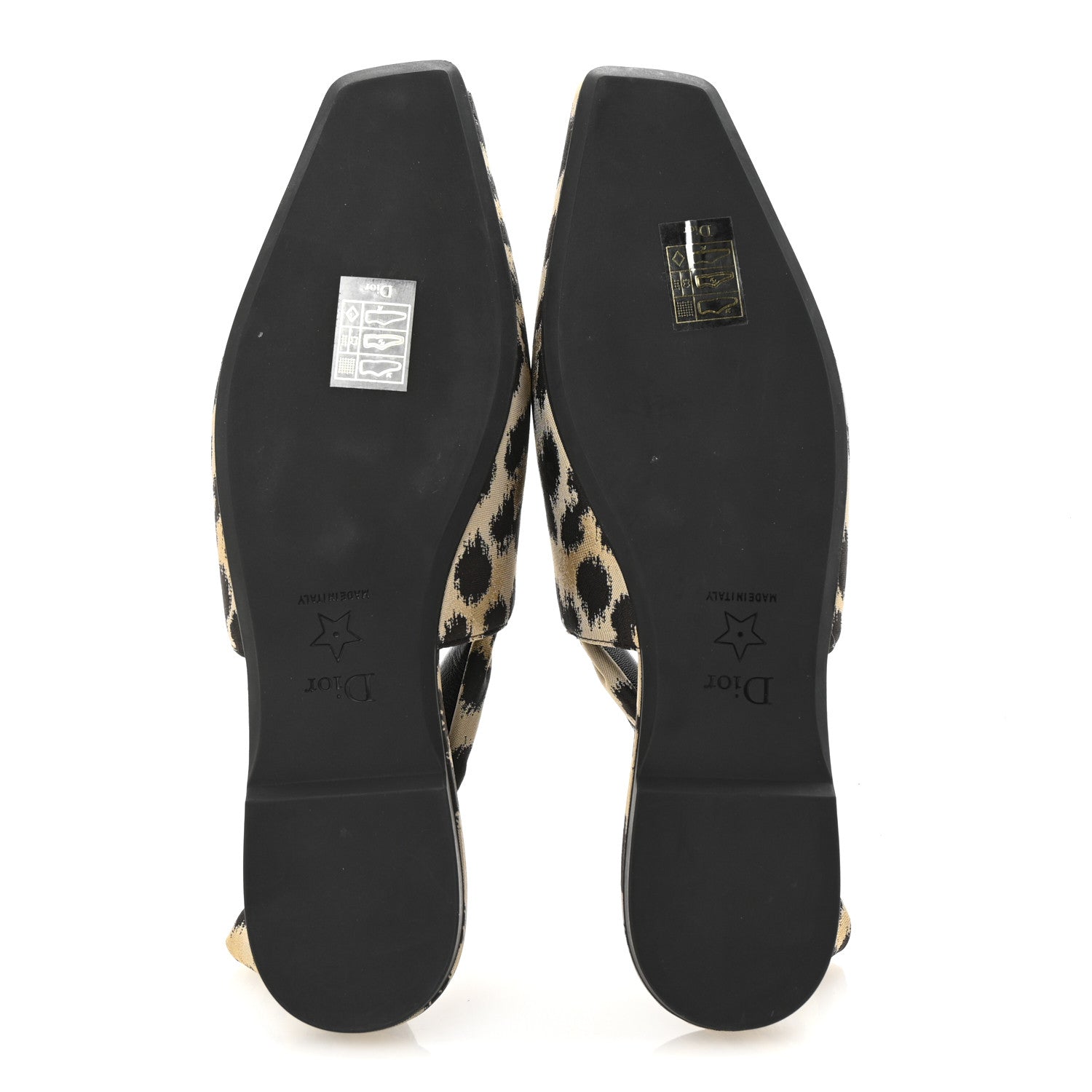 Christian Dior Nylon Leopard Print Mizza Slingback Flat 36 Beige