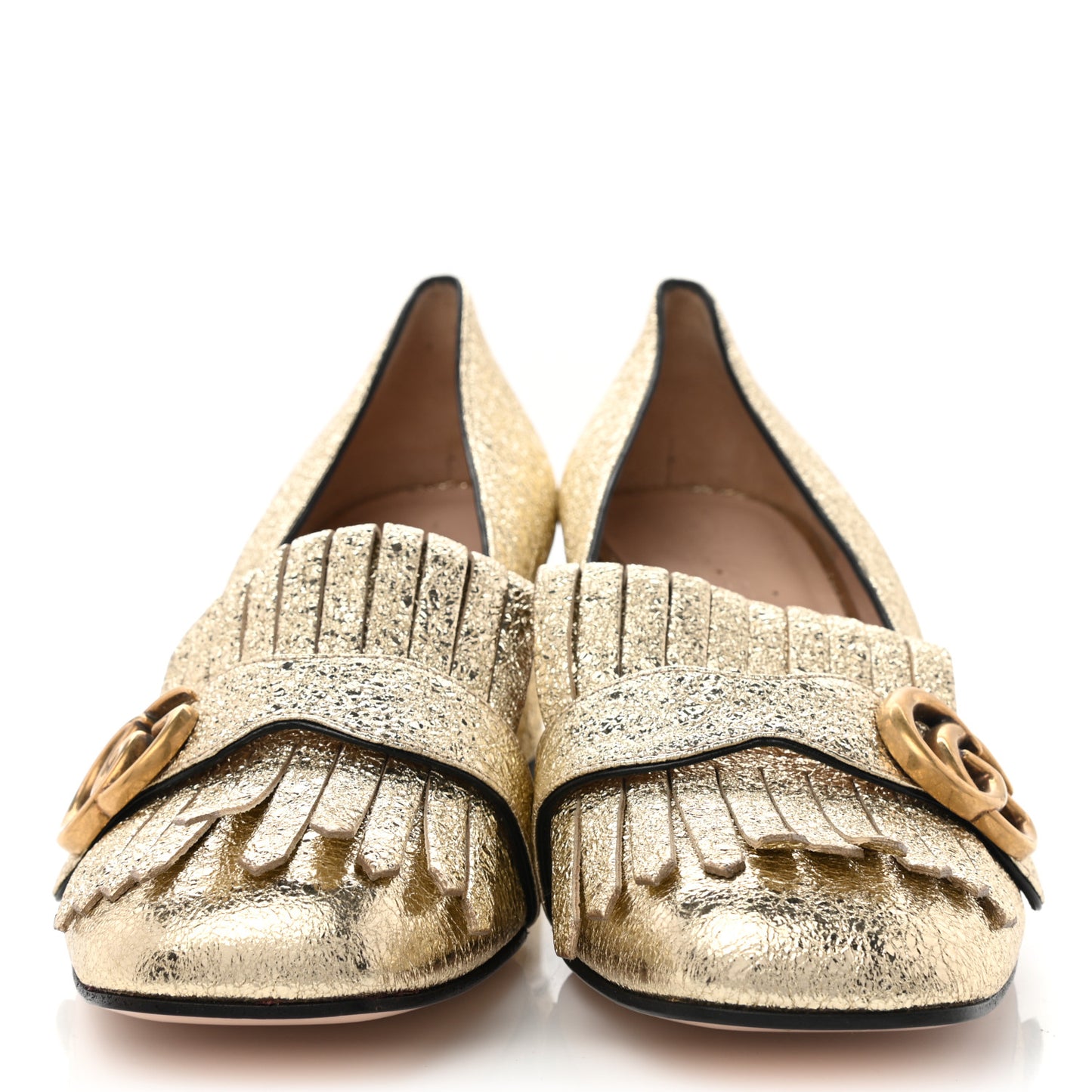 Galassia GG Marmont Fringe 50mm Loafer Pumps 40 Platino