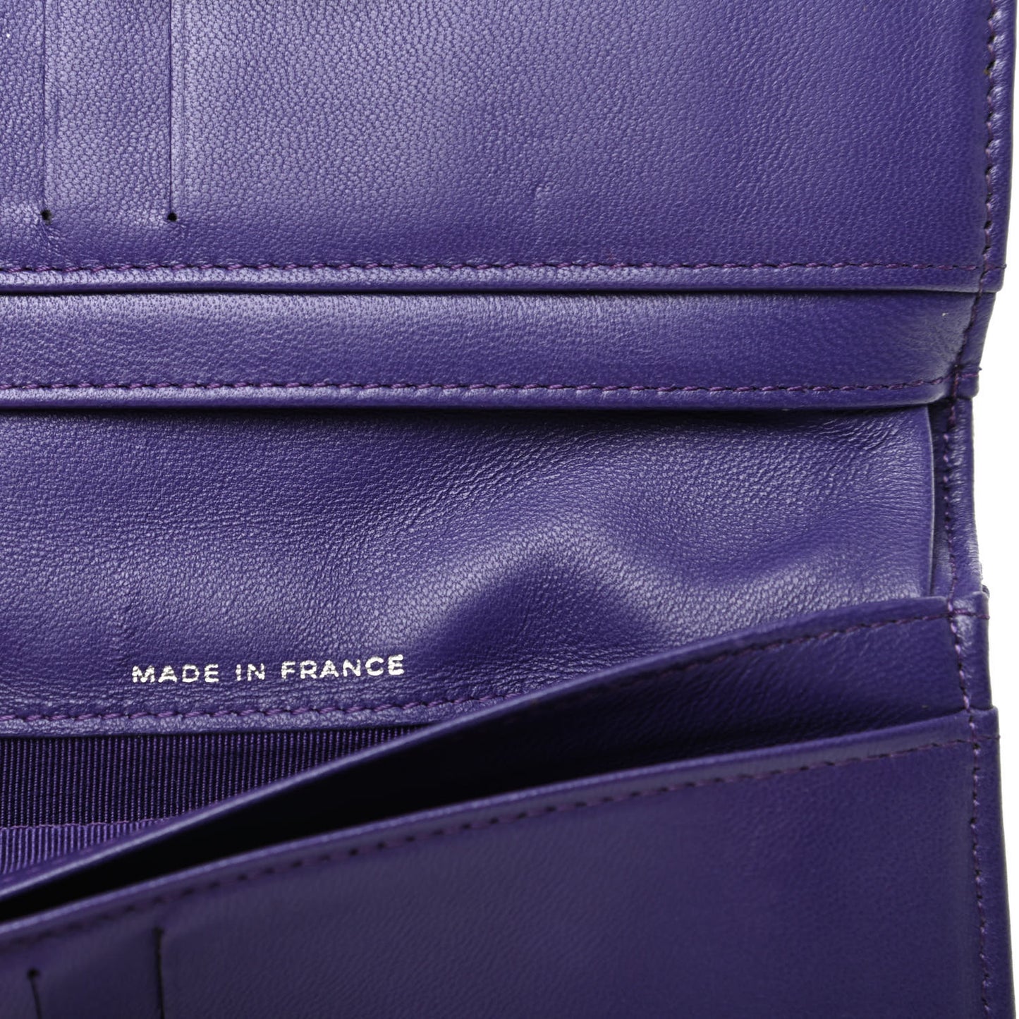 Lambskin Quilted Reissue Zipped Pocket Wallet Purple.