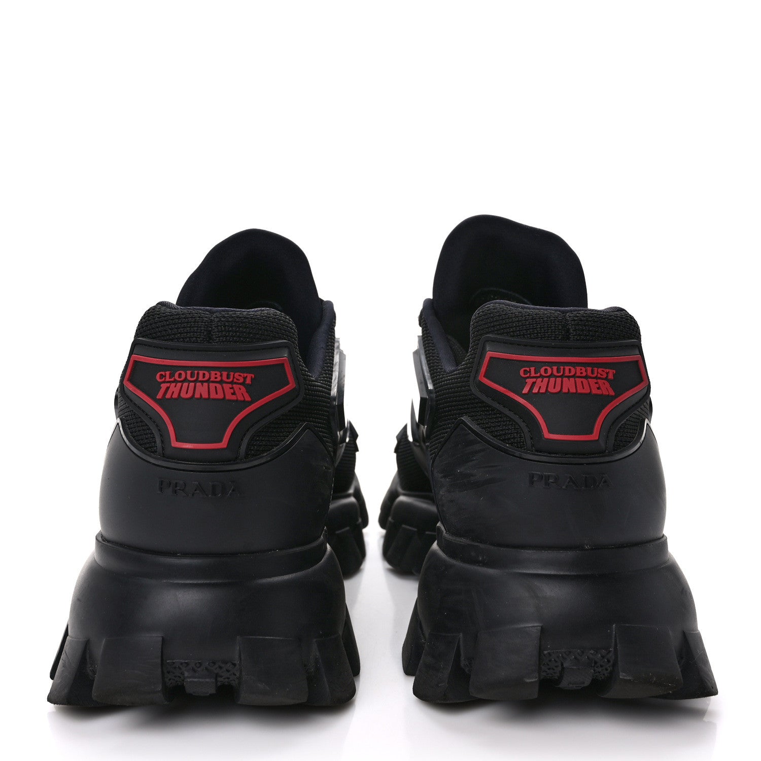 Prada Rubber Knit Fabric Mens Cloudbust Thunder Sneakers 10 Black 5 of 9