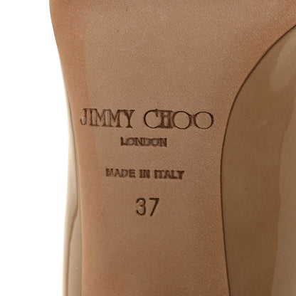 Jimmy Choo Patent Gilbert Round Toe Pumps 37 Nude 6 of 12