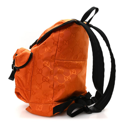 Gucci Econyl Nylon Monogram Off The Grid Utility Pocket Backpack Carrot Orange Black 3 of 11