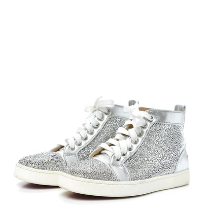 Christian Louboutin Veau Velours Strass Womens Louis Flat Sneakers 38 Silver 3 of 7