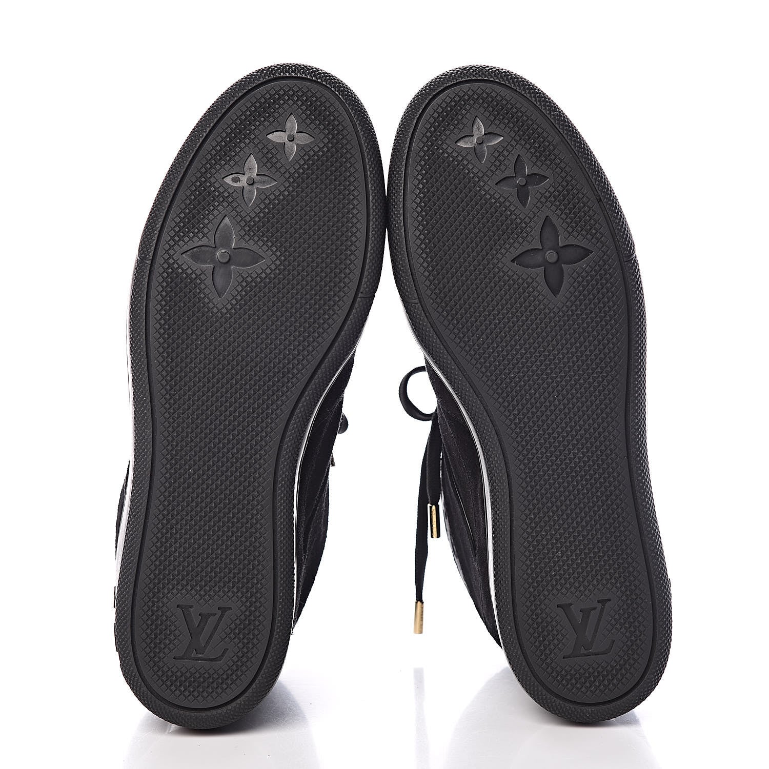 Louis Vuitton Calfskin Suede Monogram Cliff Top Wedge Sneakers 38.5 Black 5 of 8