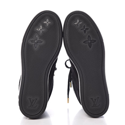 Louis Vuitton Calfskin Suede Monogram Cliff Top Wedge Sneakers 38.5 Black 5 of 8