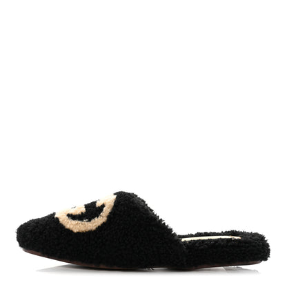 Gucci Shearling Interlocking G Womens Eileen Slippers 35 Black Butterscotch 1 of 8