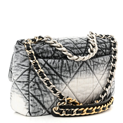 Chanel Washed Denim Quilted Medium Chanel 19 Flap Black White 2 of 10