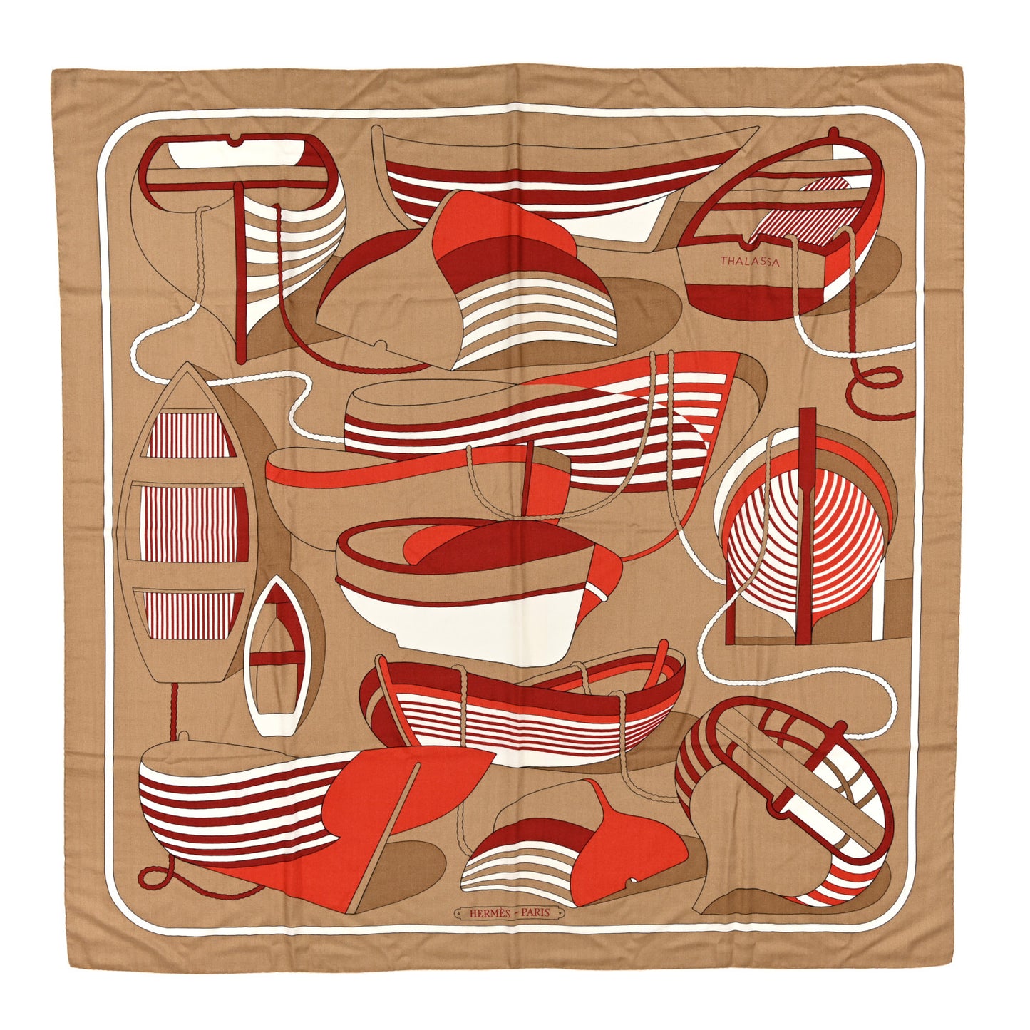 Cashmere Silk Thalassa Shawl 140 Beige Dore Rouge Brique