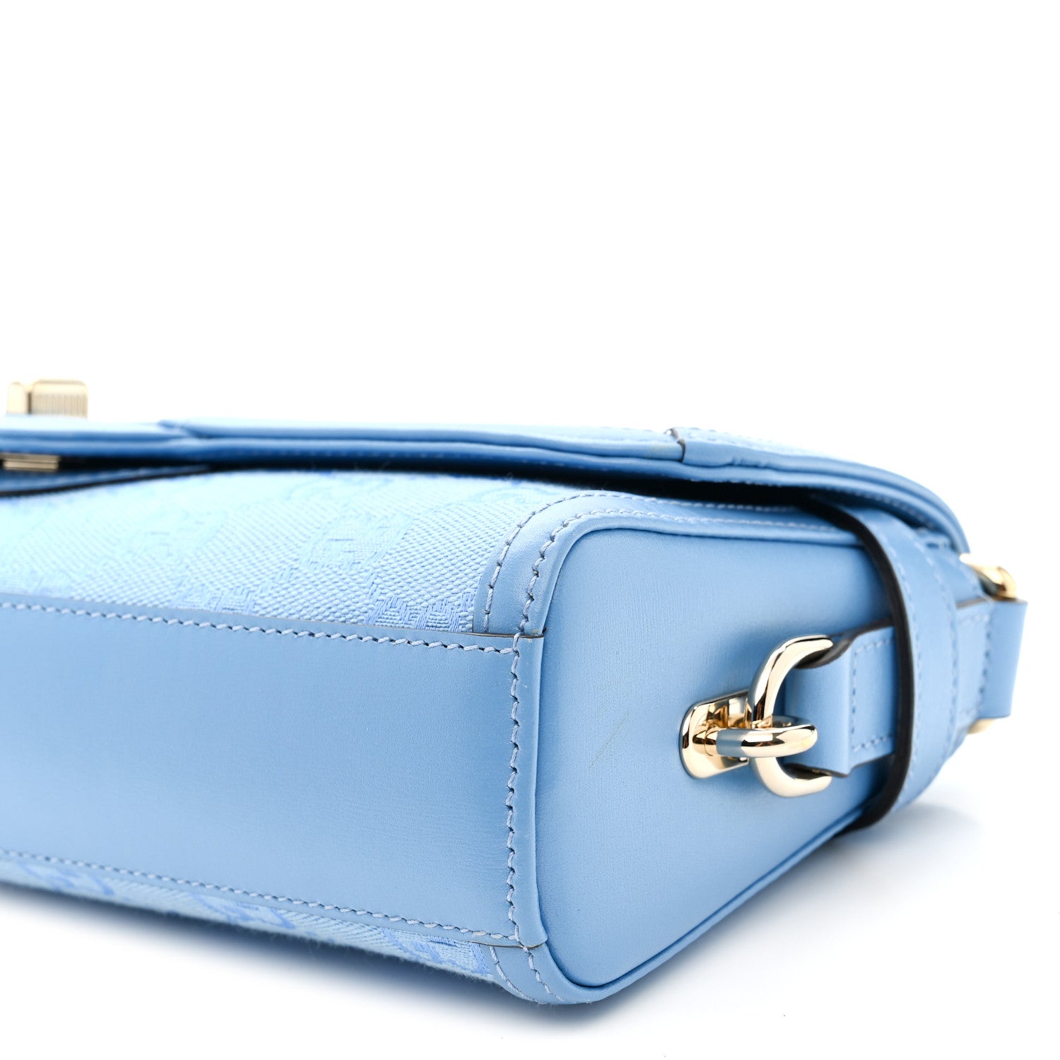 Gucci GG Monogram Textured Dollar Calfskin Small Luce Shoulder Bag Blue 10 of 10