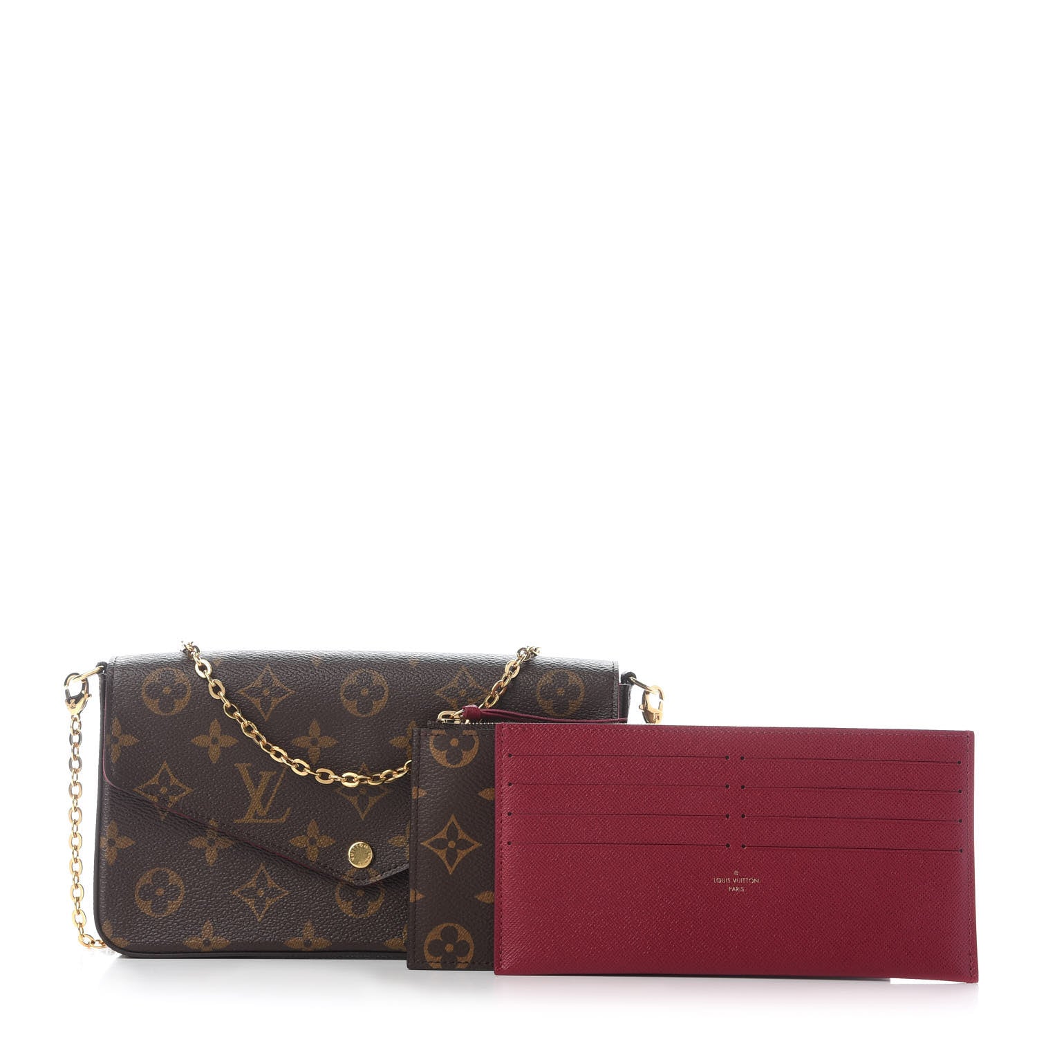 Louis Vuitton Monogram Pochette Felicie Chain Wallet Fuchsia 1 of 7