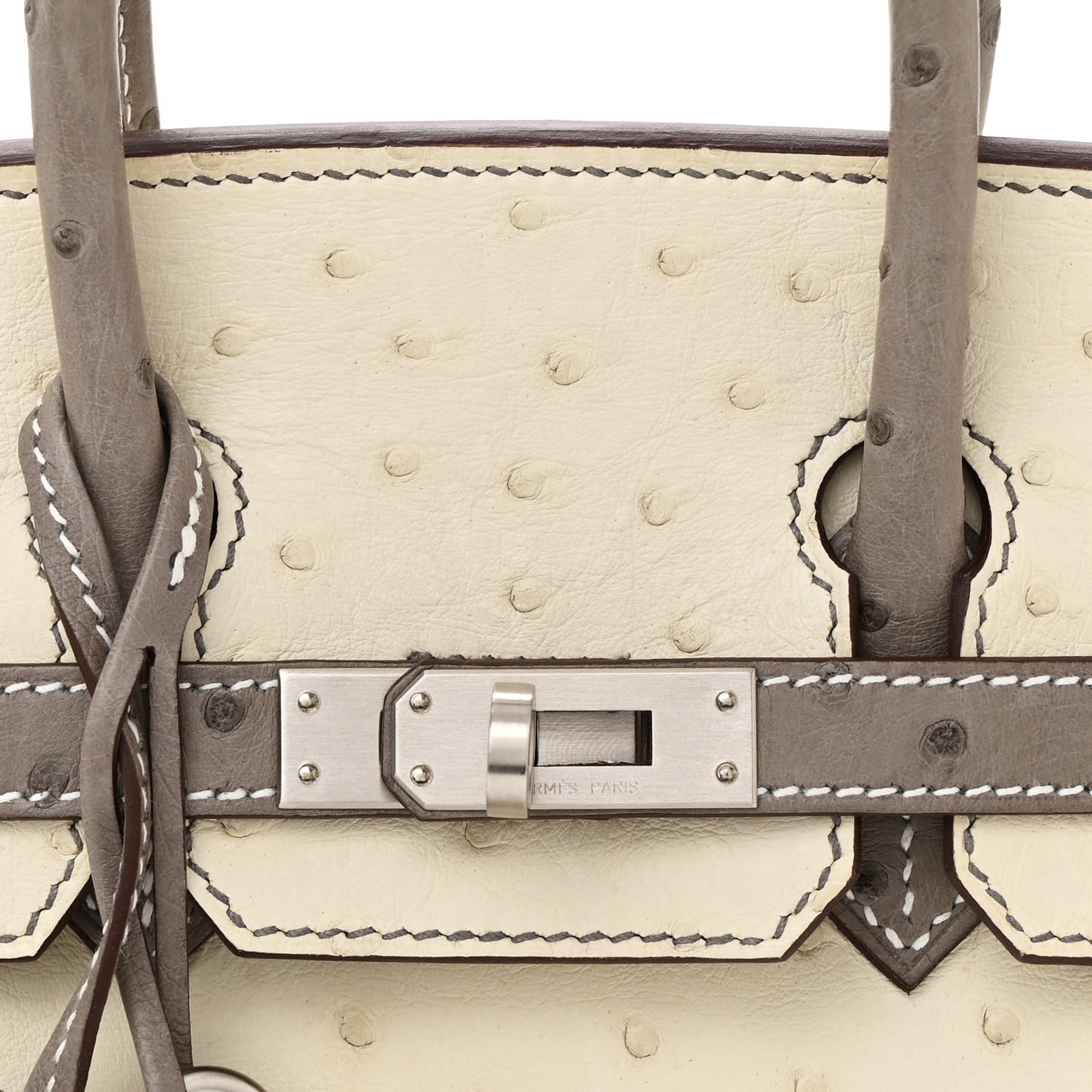 Ostrich Horseshoe Birkin 25 Beton Gris Asphalte