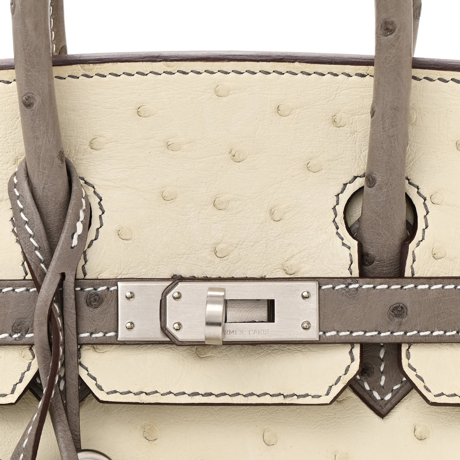 Hermes Ostrich Horseshoe Birkin 25 Beton Gris Asphalte 8 of 12