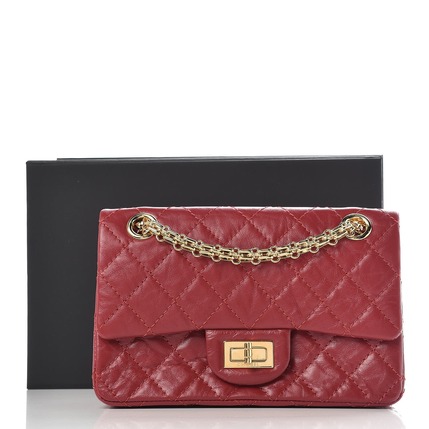 Aged Calfskin Quilted 2.55 Reissue Mini Flap Red