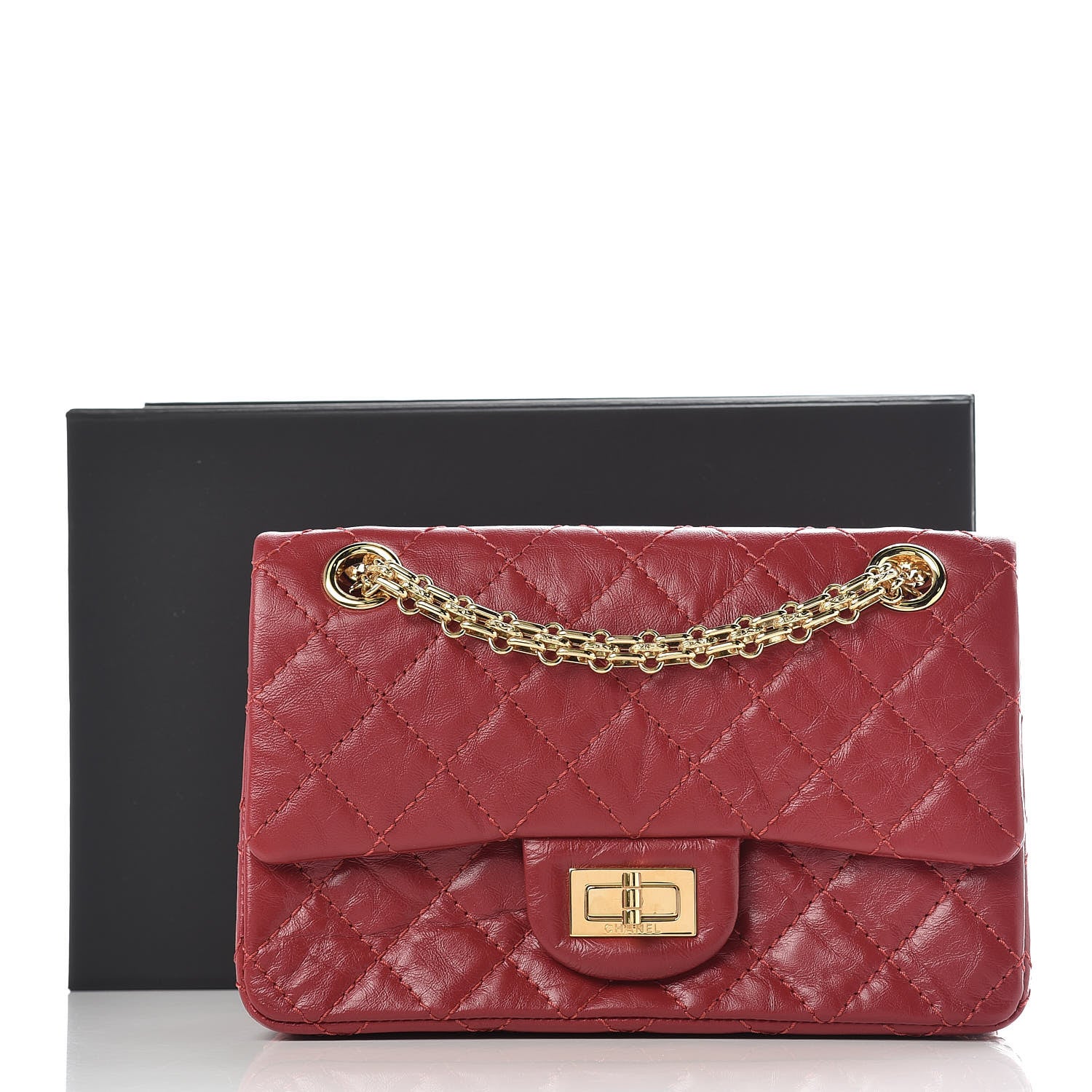 Chanel Aged Calfskin Quilted 2.55 Reissue Mini Flap Red 10 of 10