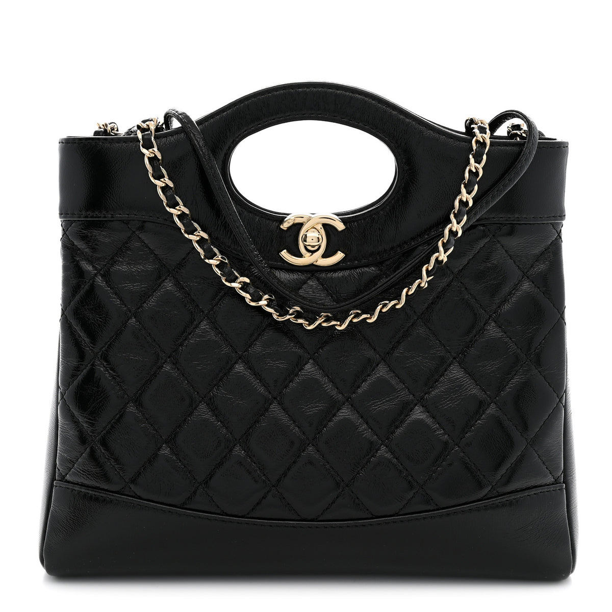 Chanel Aged Calfskin Quilted Mini 31 Shopping Bag Black 1 of 10