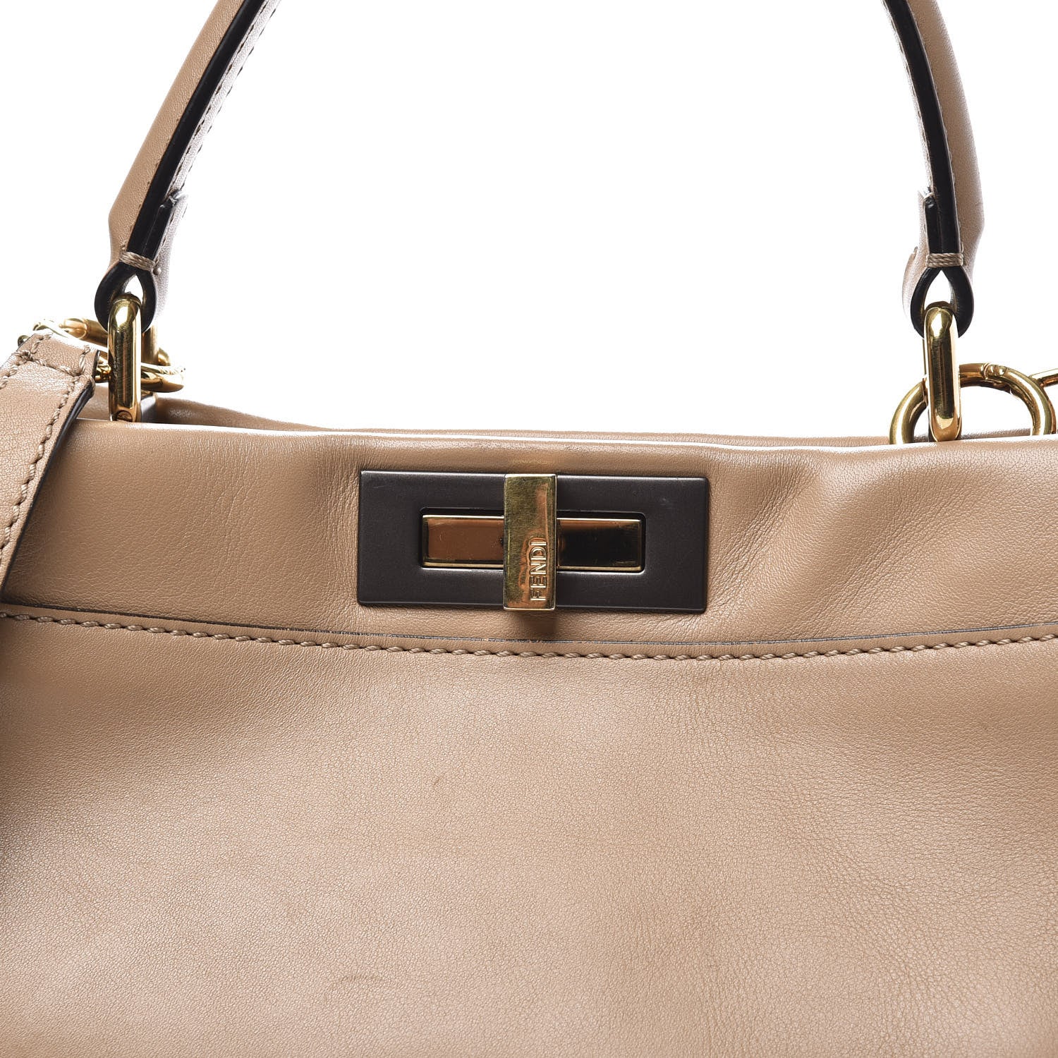 Fendi Vitello Seta Medium Peekaboo Iconic Satchel Cuoio 9 of 9
