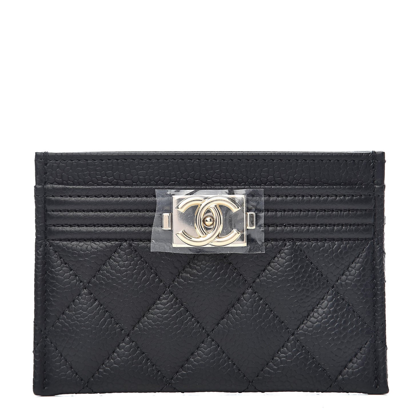 Caviar Quilted Boy Card Holder Black