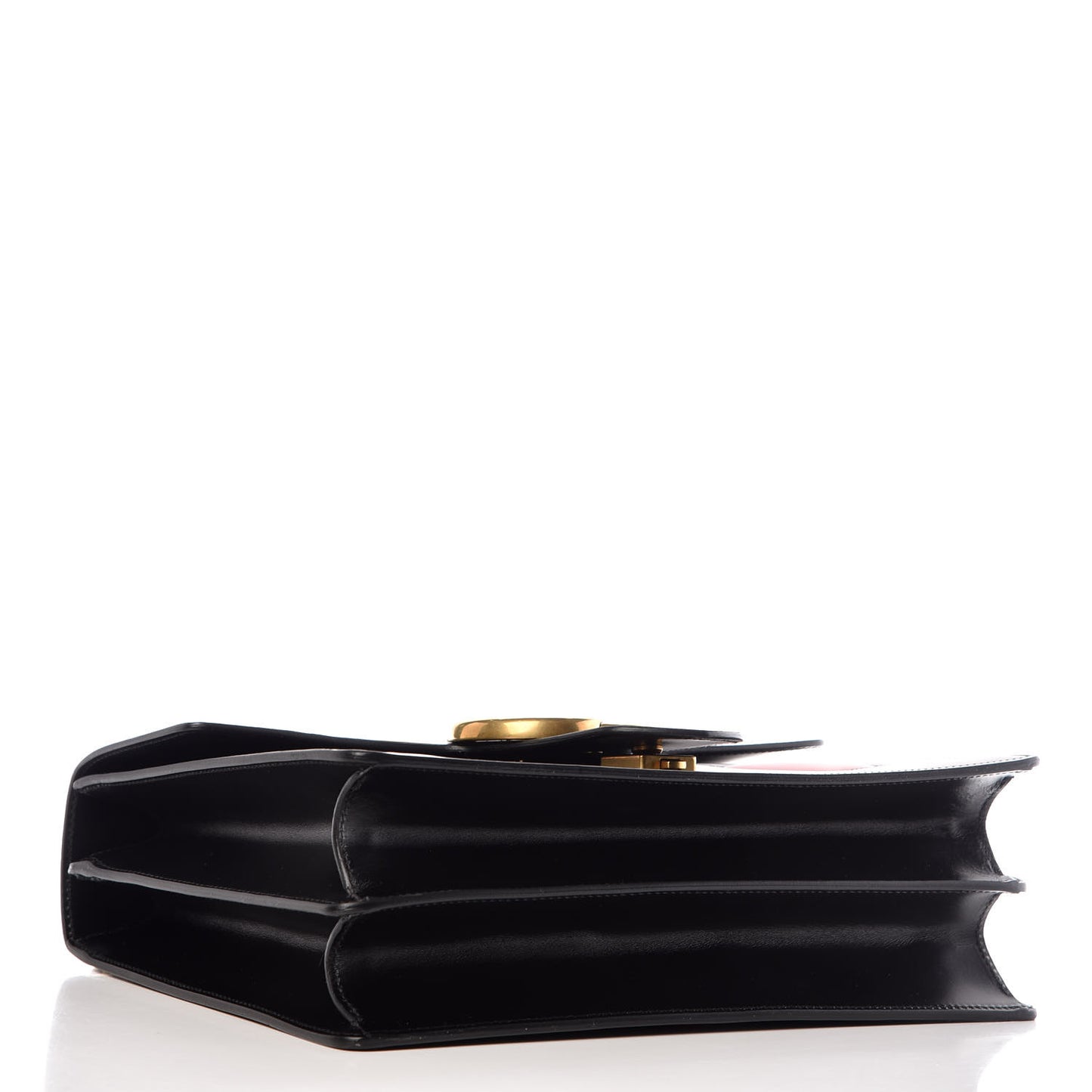 Calfskin Web Heart Medium GG Marmont Chain Handle Bag Black