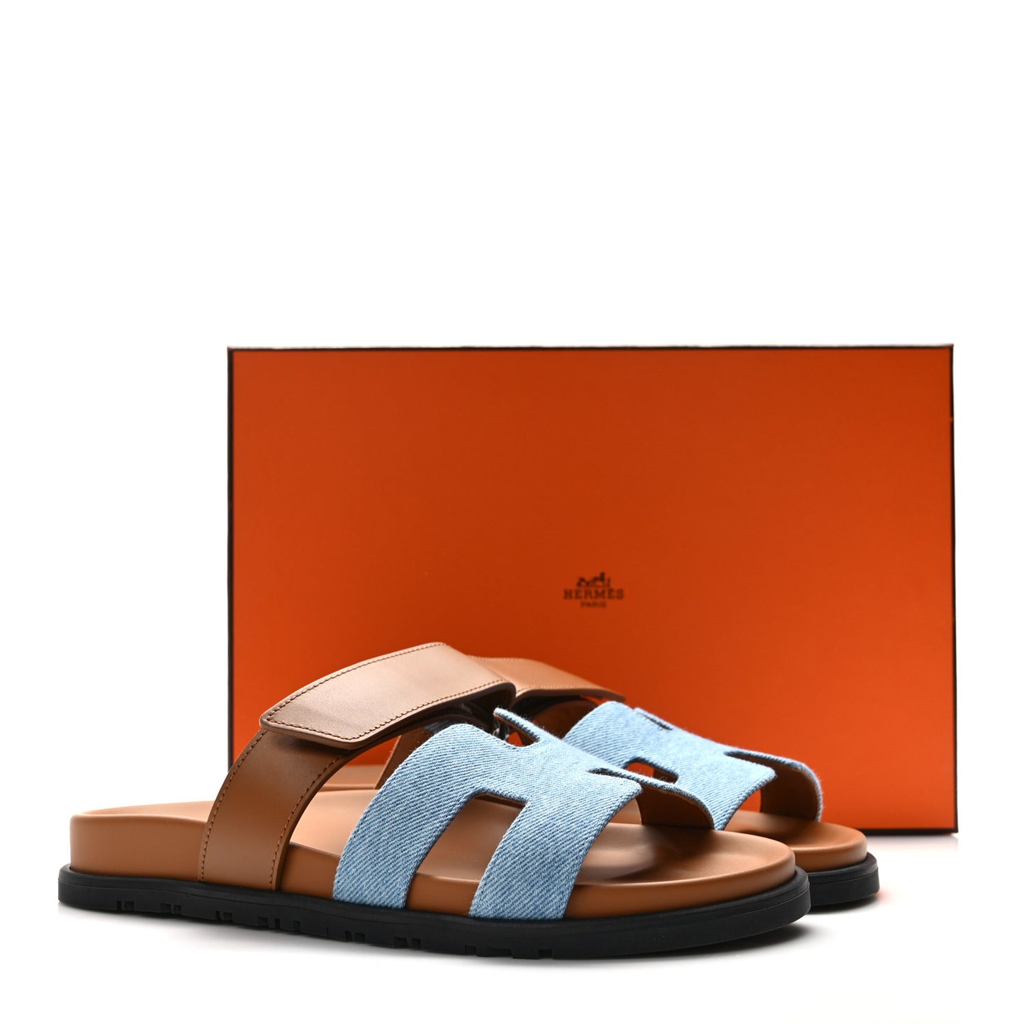 Denim Calfskin Womens Chypre Sandals 37.5 Bleu Clair Naturel
