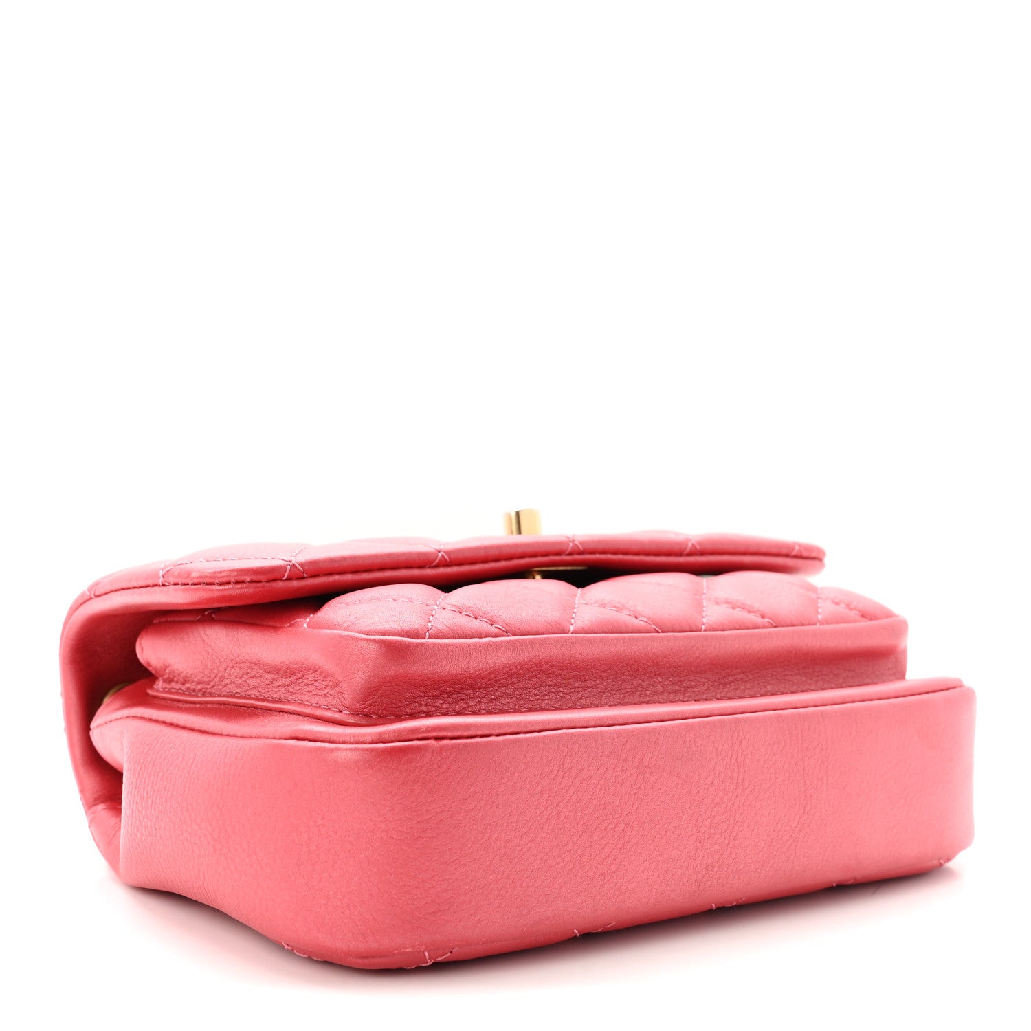 Chanel Metallic Calfskin Quilted Top Handle Flap Dark Pink 4 of 11