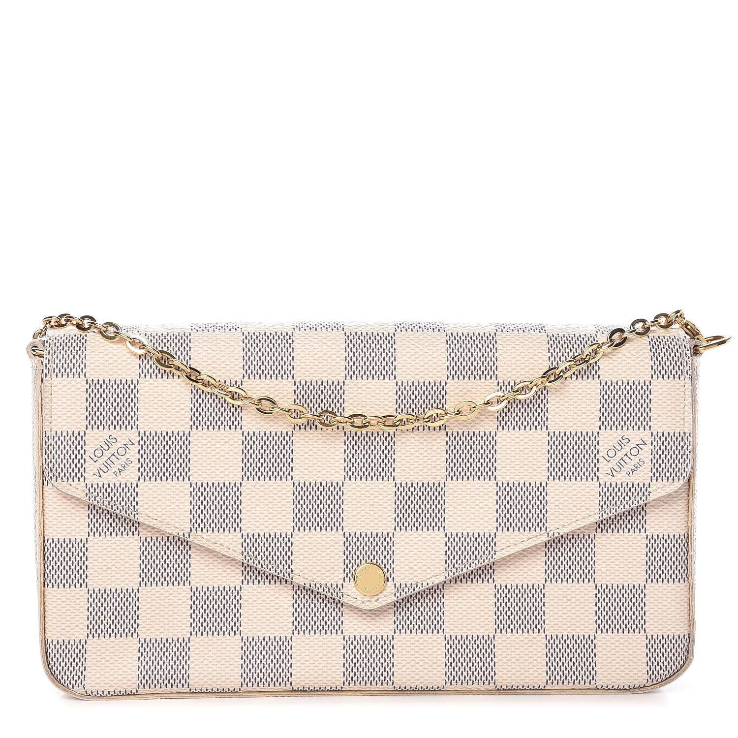 Louis Vuitton Damier Azur Pochette Felicie Chain Wallet Rose Ballerine 1 of 9