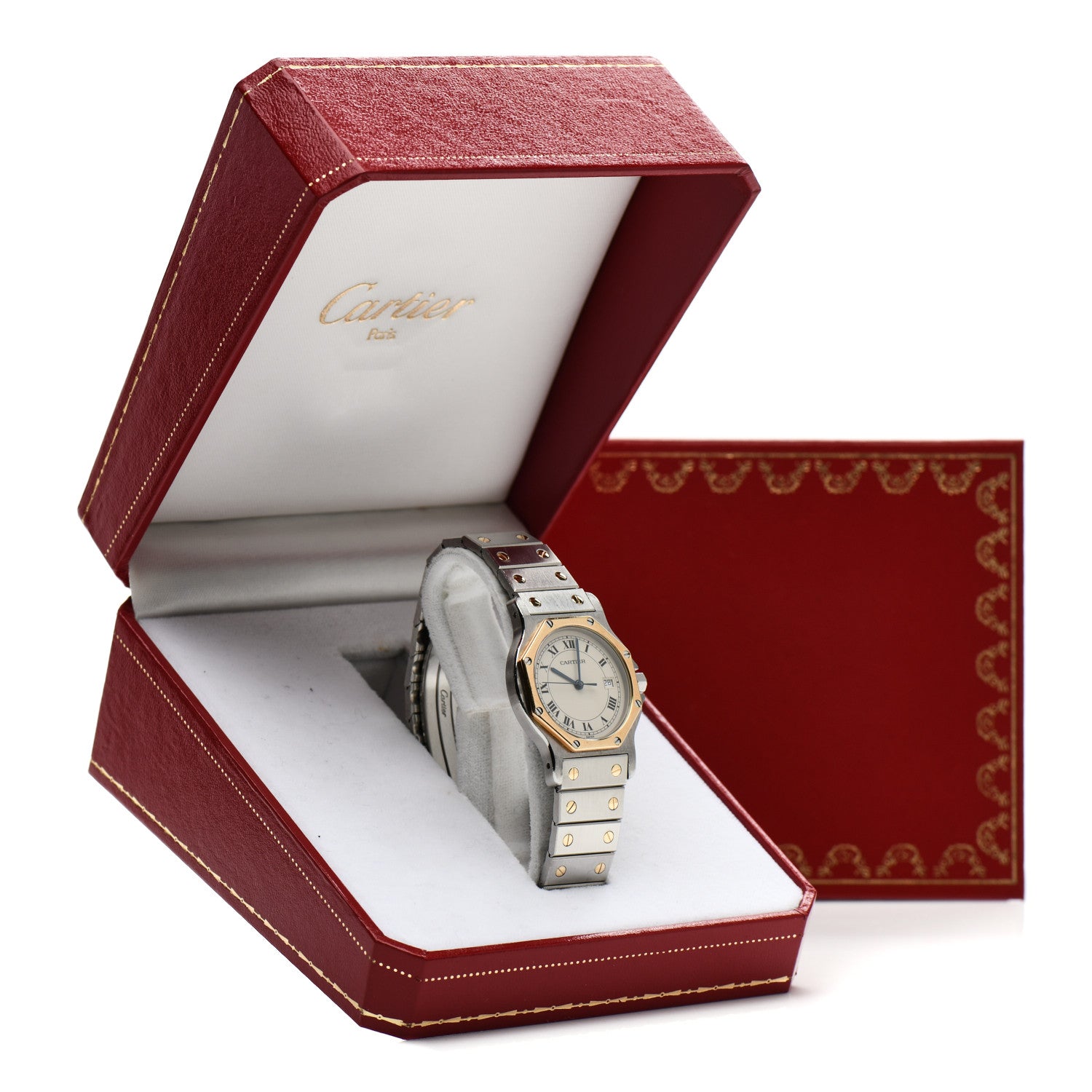 Cartier Stainless Steel 18K Yellow Gold 29mm Santos Octagon Quartz Watch 8 of 8